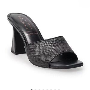 LC Lauren Conrad Black Woven Open-Toe Mule Heel